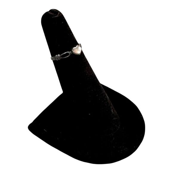 Sterling Silver Heart Abalone Mother Of Pearl Childrens gIrls Ring Size 4 Gift - Picture 4 of 7